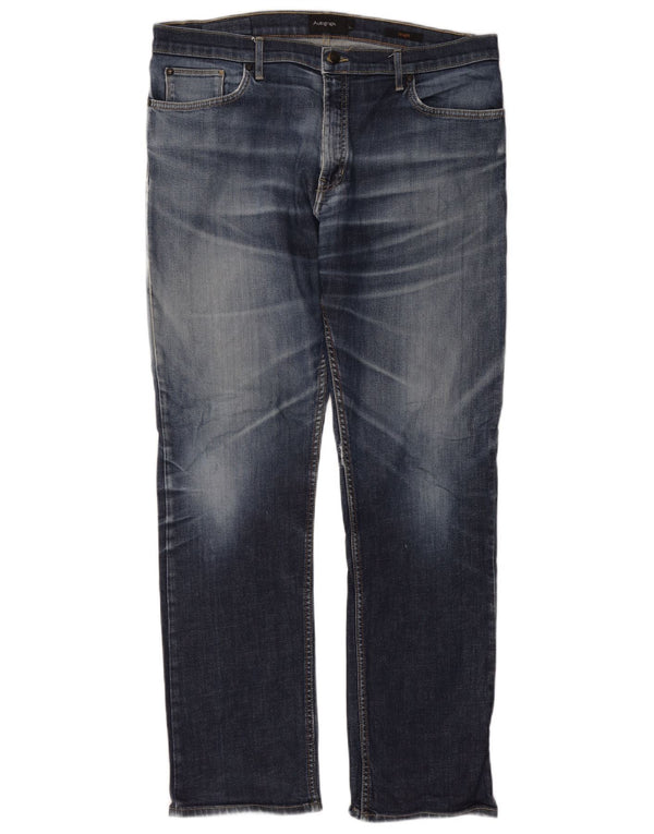 Marks & Spencer Mens Autograph Straight Jeans W36 L33 Navy Blue Cotton