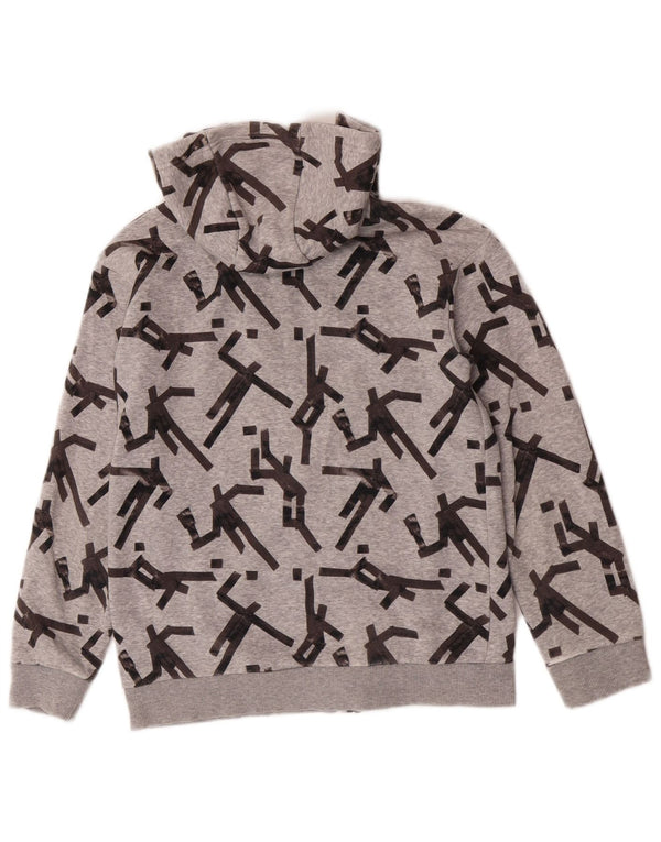 Adidas Boys Graphic Zip Hoodie Sweater 11-12 Years Grey Cotton