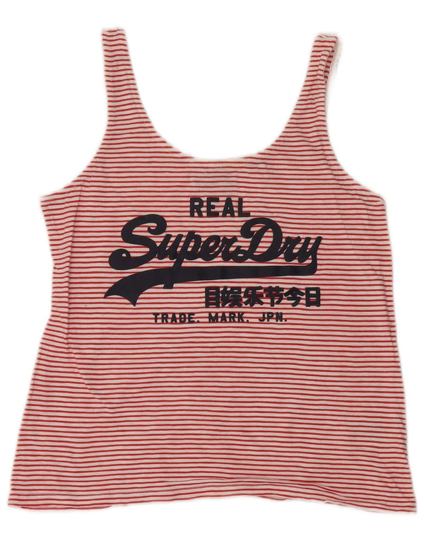 Superdry Womens Graphic Vest Top UK 10 Small Red Striped Cotton