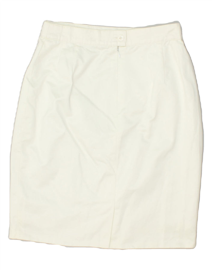 ESCADA Womens Pencil Skirt IT 42 Medium W30 White Cotton Vintage Escada and Second-Hand Escada from Messina Hembry 