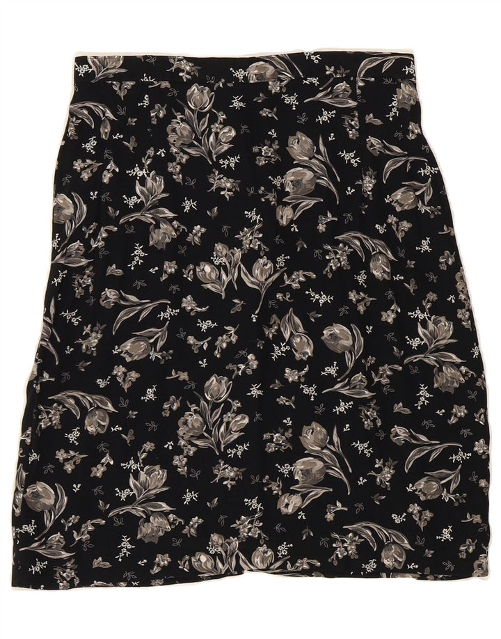VINTAGE Womens A-Line Skirt W26 Small  Black Floral Vintage Vintage and Second-Hand Vintage from Messina Hembry 