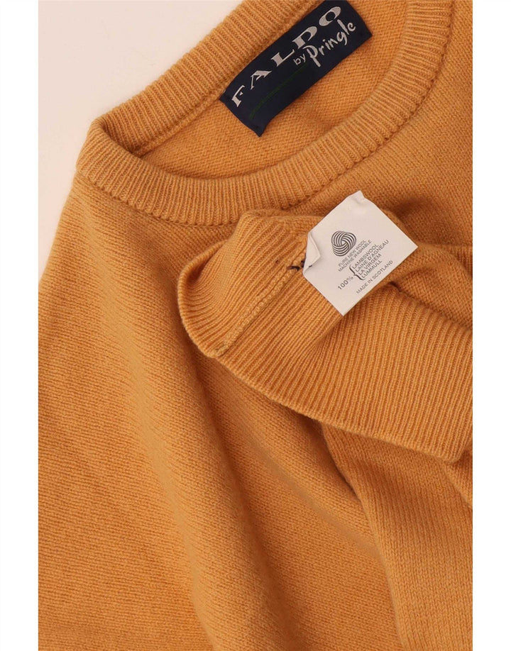 Pringle Mens Crew Neck Jumper Sweater XL Yellow Lambswool