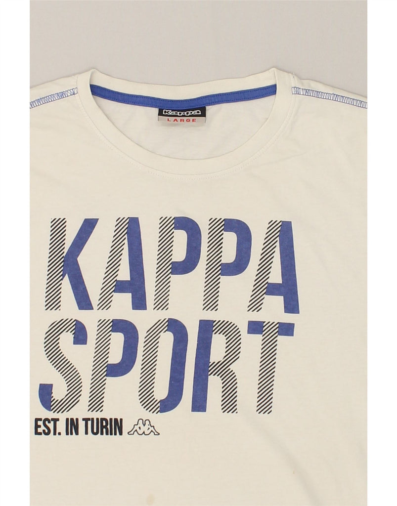 KAPPA Mens Graphic T-Shirt Top Large White Cotton | Vintage Kappa | Thrift | Second-Hand Kappa | Used Clothing | Messina Hembry 