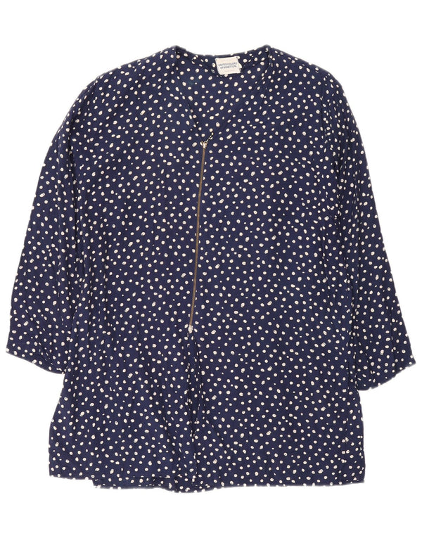 Benetton Womens Oversized Tunic Top IT 44 Medium Navy Blue Spotted