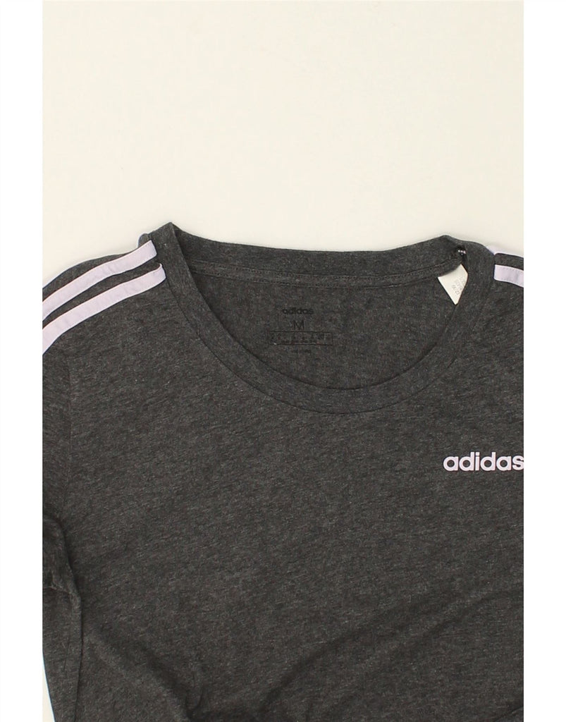 ADIDAS Womens T-Shirt Top UK 12 Medium Grey Flecked Cotton | Vintage Adidas | Thrift | Second-Hand Adidas | Used Clothing | Messina Hembry 