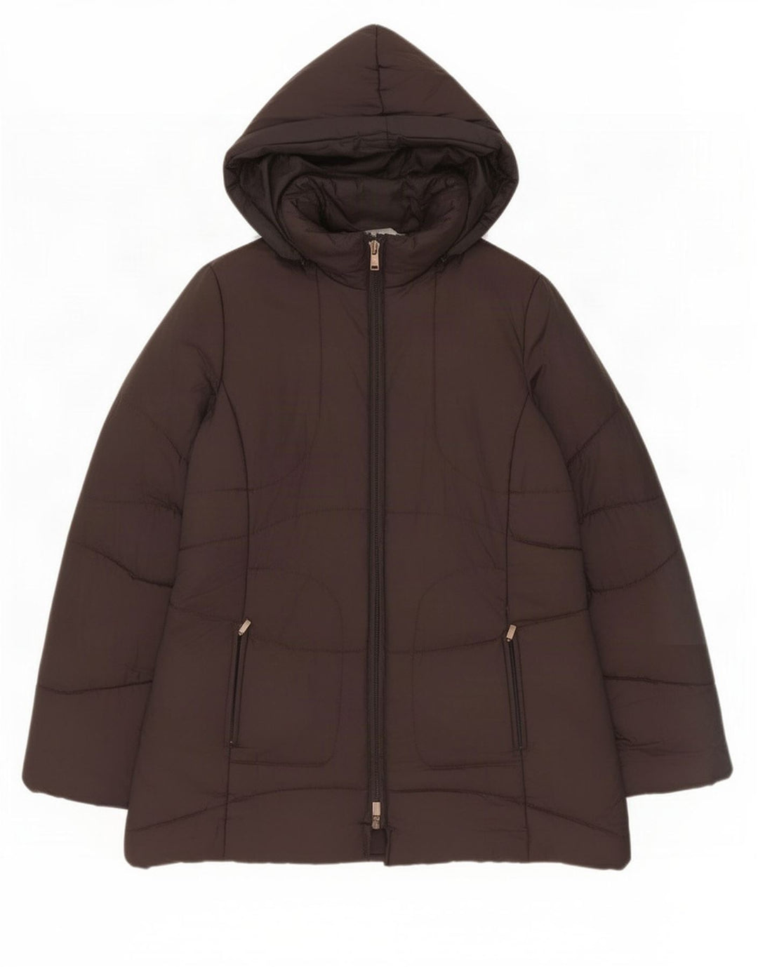 Intrend Womens Hooded Padded Coat UK 12 Medium Brown Polyester