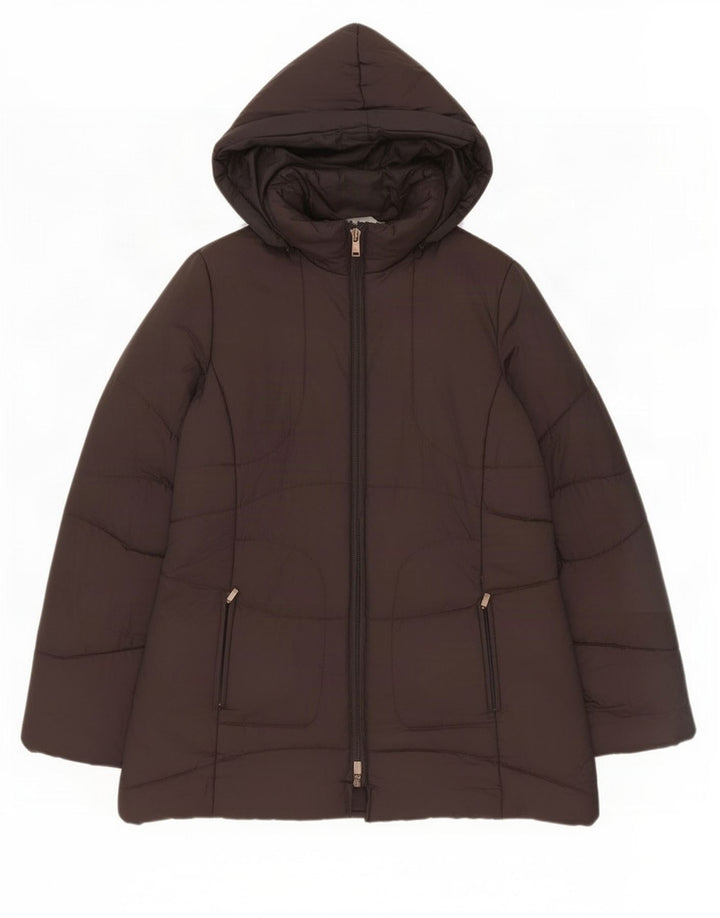 Intrend Womens Hooded Padded Coat UK 12 Medium Brown Polyester