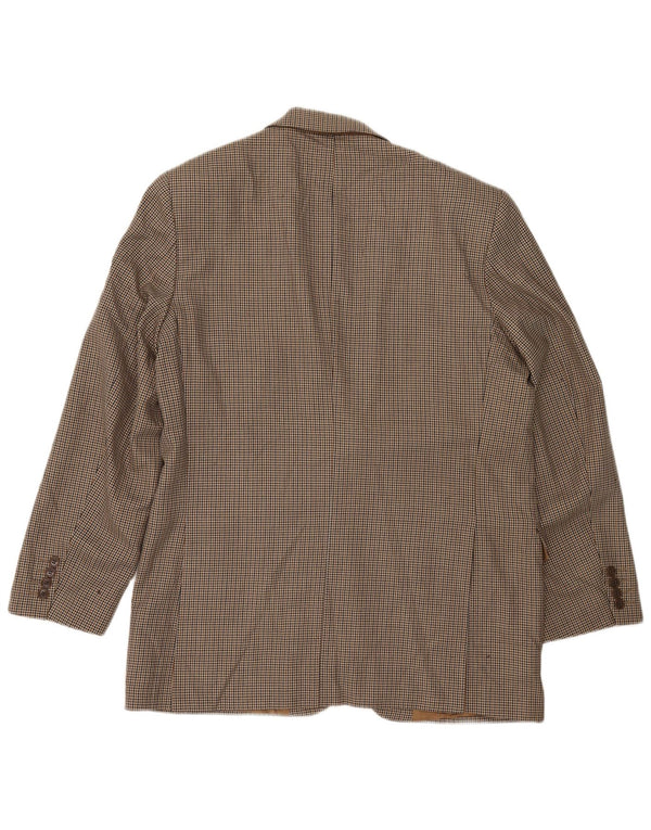 Marks & Spencer Mens Longline Blazer Jacket UK 42 Large Beige Houndstooth