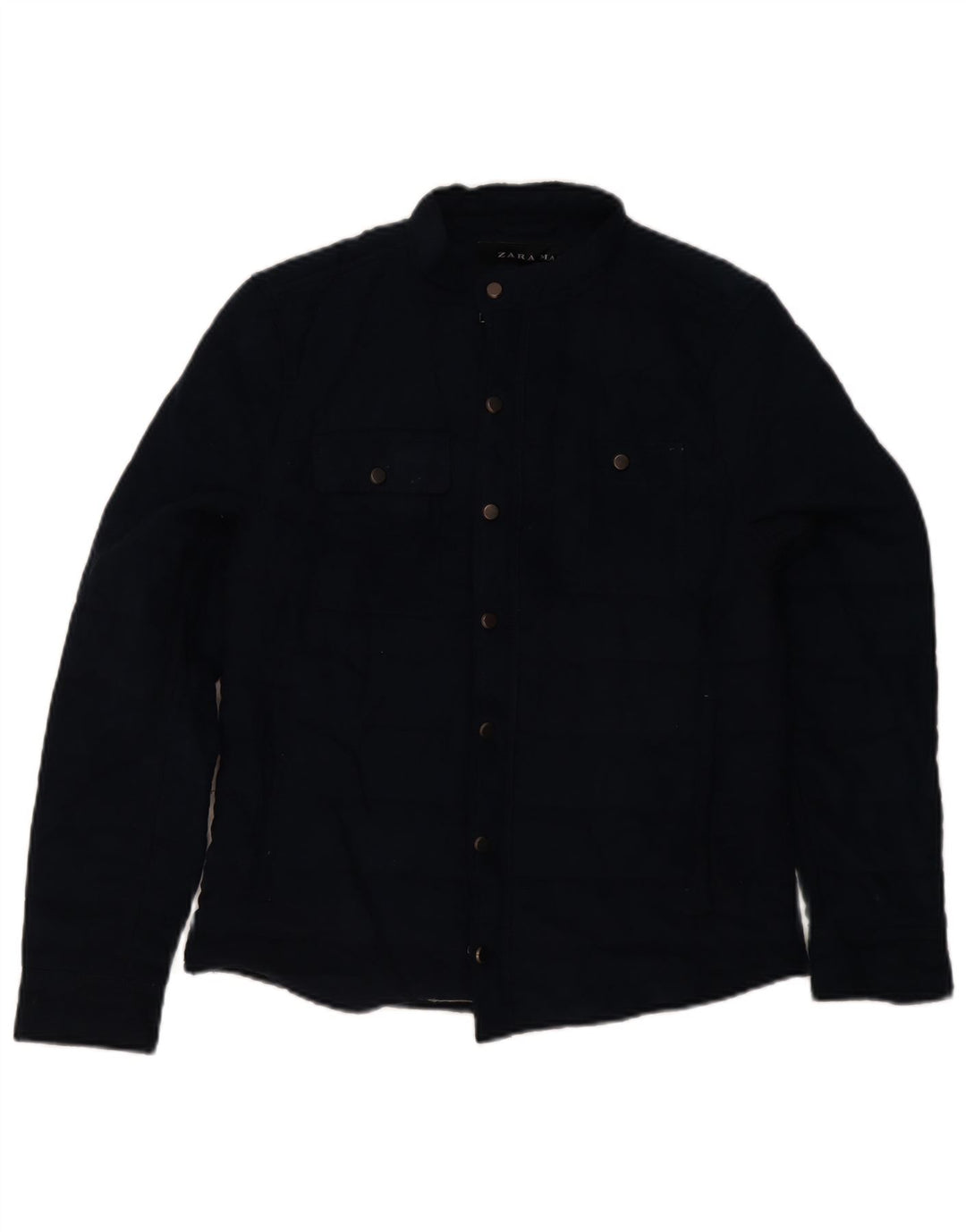 Zara Mens Padded Jacket UK 36 Small Navy Blue Polyester