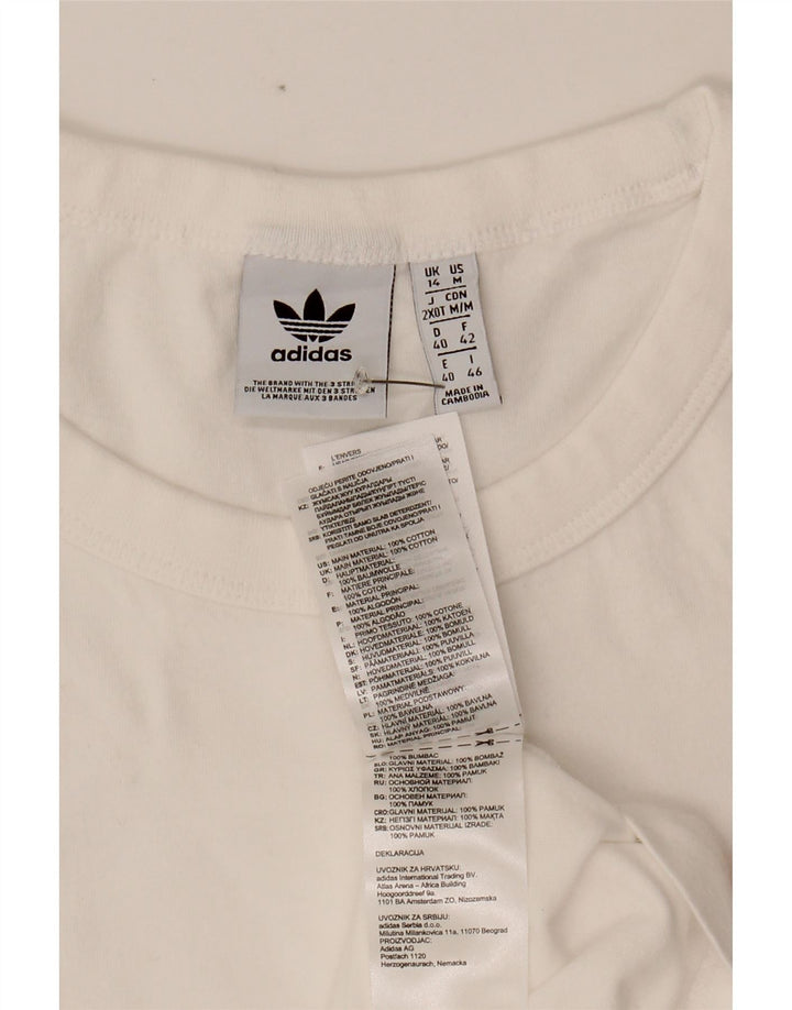ADIDAS Womens T-Shirt Top UK 14 Medium White Cotton Vintage Adidas and Second-Hand Adidas from Messina Hembry 