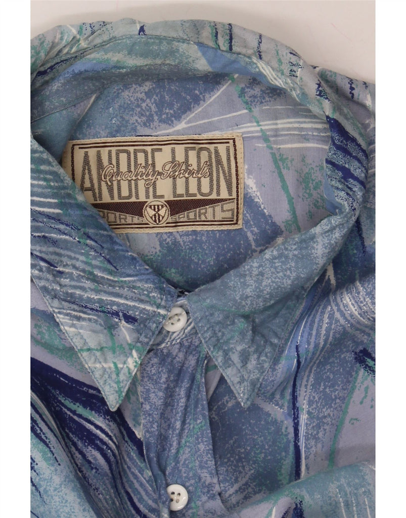 VINTAGE Mens Abstract Pattern Shirt XL Blue Viscose Vintage Vintage and Second-Hand Vintage from Messina Hembry 