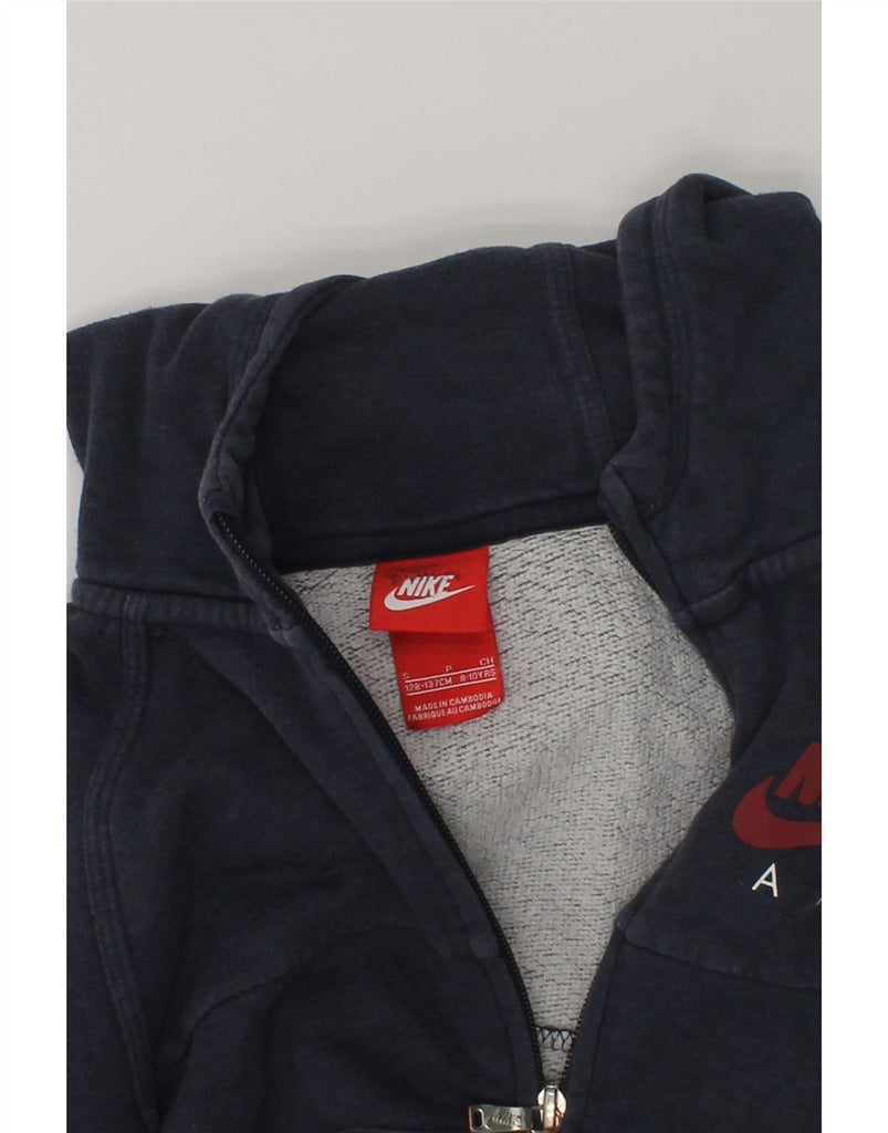 NIKE Boys Zip Hoodie Sweater 8-9 Years Small Navy Blue Cotton | Vintage Nike | Thrift | Second-Hand Nike | Used Clothing | Messina Hembry 