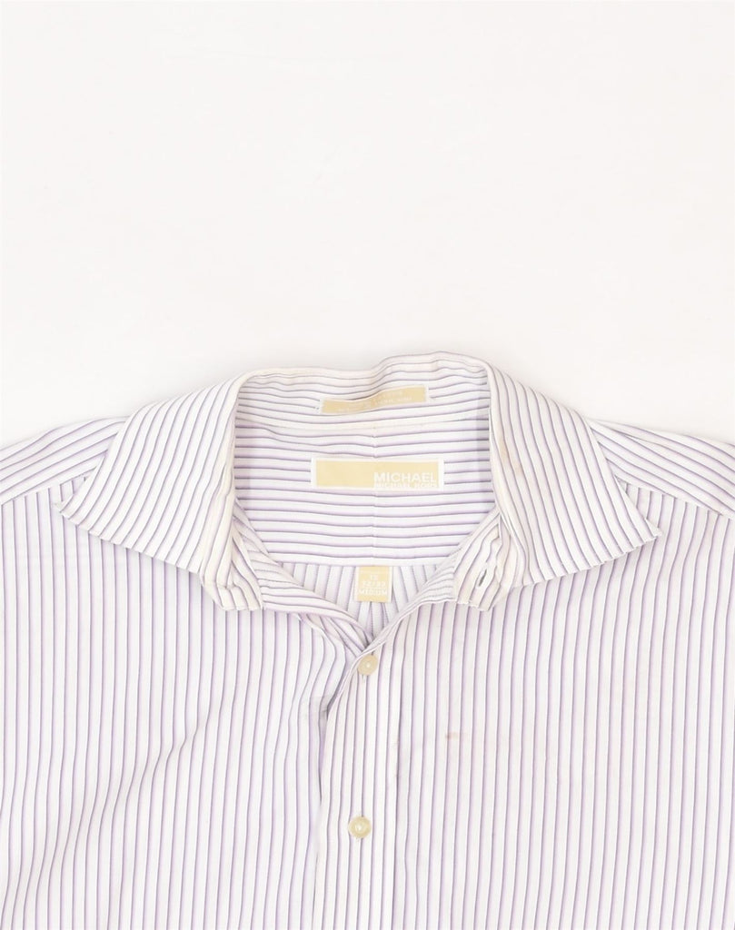 MICHAEL KORS Mens Shirt Size 15  Medium White Pinstripe Cotton | Vintage Michael Kors | Thrift | Second-Hand Michael Kors | Used Clothing | Messina Hembry 