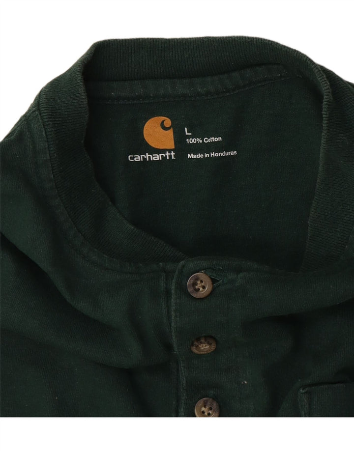 Carhartt Mens Top Long Sleeve Large Green Cotton