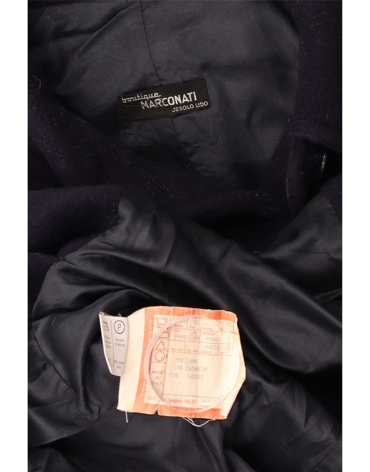 Vintage Womens Overcoat IT 48 XL Navy Blue Wool