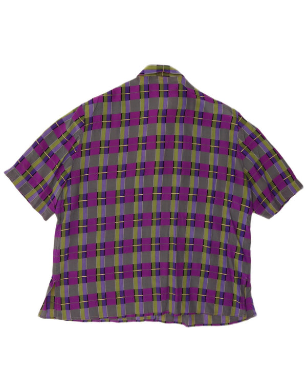 Vintage Womens Short Sleeve Shirt Blouse UK 14 Large Multicoloured Plaid