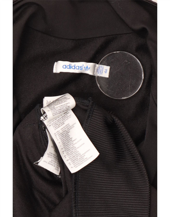 Adidas Womens Graphic Tracksuit Top Jacket EU 46 Large Black Polyester