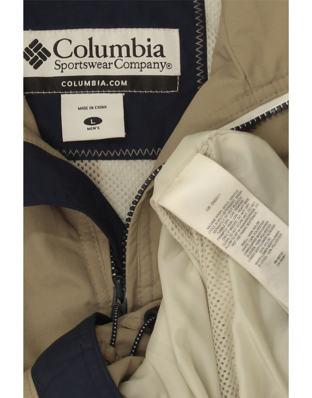 Columbia Mens Rain Jacket UK 40 Large Khaki Nylon
