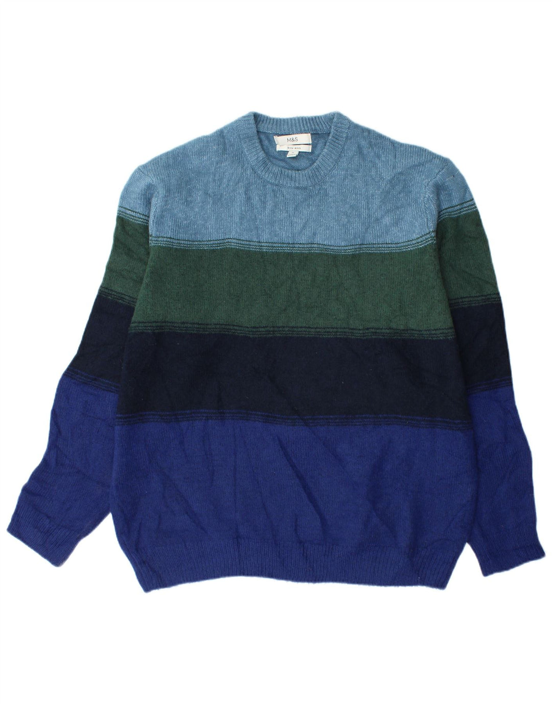 Marks & Spencer Mens Crew Neck Jumper Sweater XL Multicoloured Striped