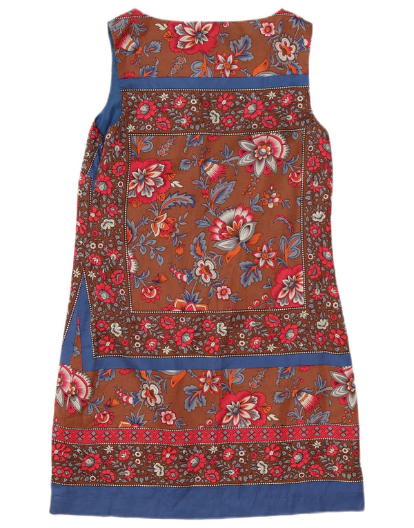 MONSOON Womens Sleeveless Shift Dress UK 10 Small Brown Floral Polyester