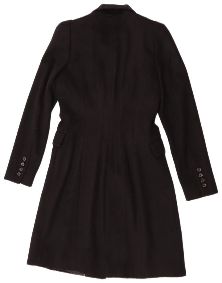 Zara Womens Double Breasted Coat UK 10 Small Black Wool