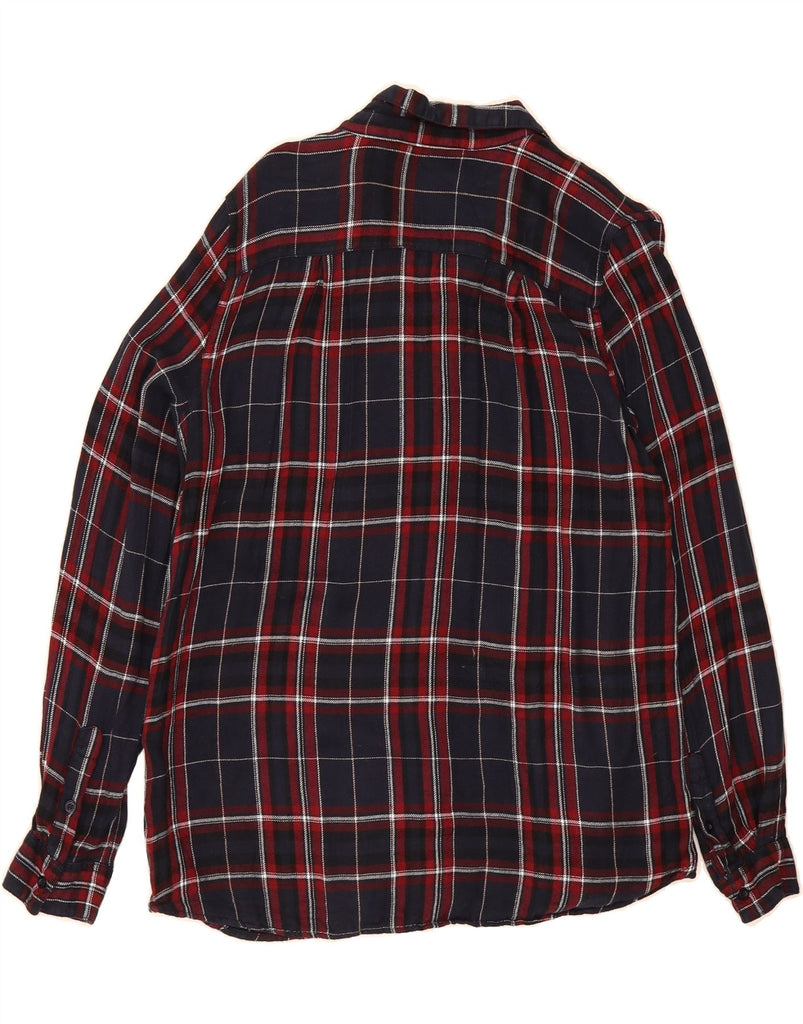 SUPERDRY Womens Flannel Shirt UK 14 Medium Navy Blue Check Viscose Vintage Superdry and Second-Hand Superdry from Messina Hembry 