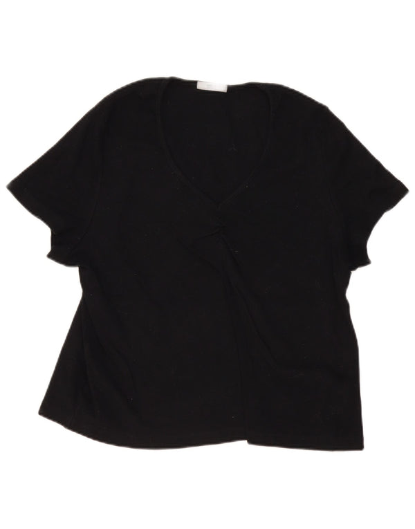 Marks & Spencer Womens Blouse Top UK 22 3XL Black Cotton