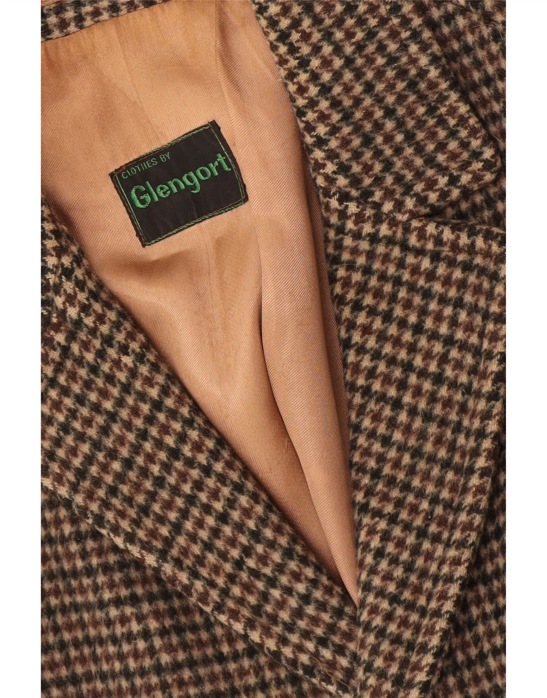 Vintage Mens Overcoat UK 36 Small Brown Houndstooth