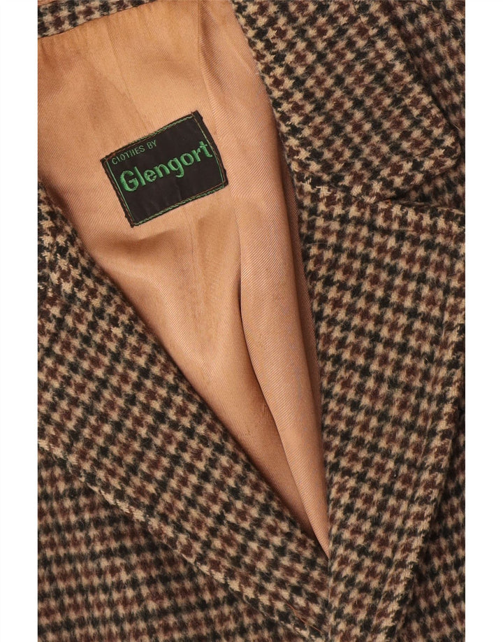 Vintage Mens Overcoat UK 36 Small Brown Houndstooth