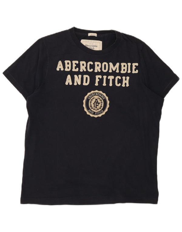 Abercrombie & Fitch Womens Muscle Fit Graphic T-Shirt Top XL Navy Blue
