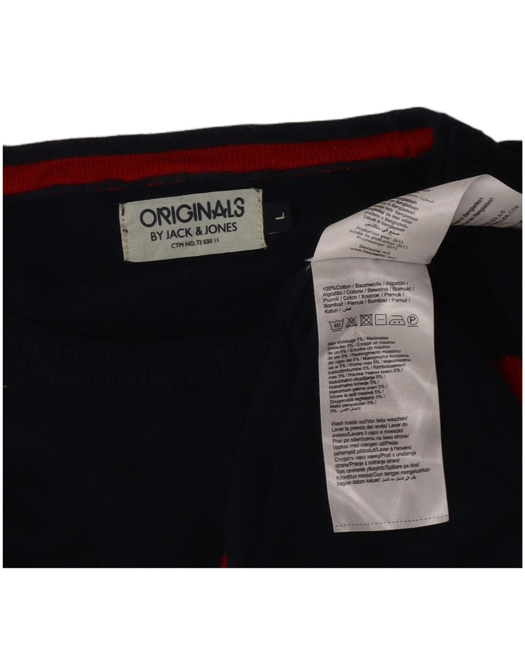 Jack & Jones Mens Crew Neck Jumper Sweater Large Navy Blue Colourblock
