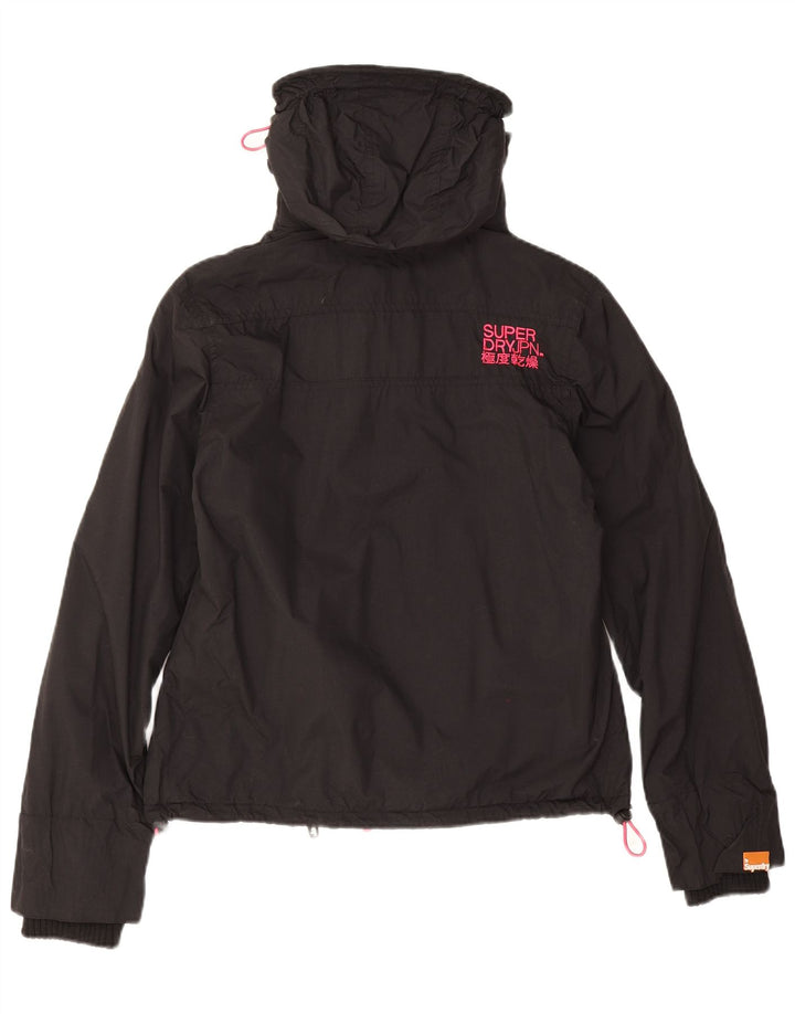 Superdry Womens Graphic Windbreaker Jacket UK 14 Medium Black
