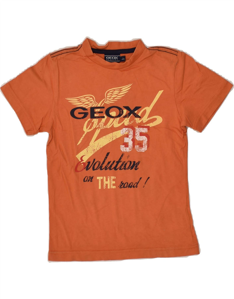 GEOX Boys Respira Graphic T-Shirt Top 5-6 Years Orange Cotton | Vintage Geox | Thrift | Second-Hand Geox | Used Clothing | Messina Hembry 