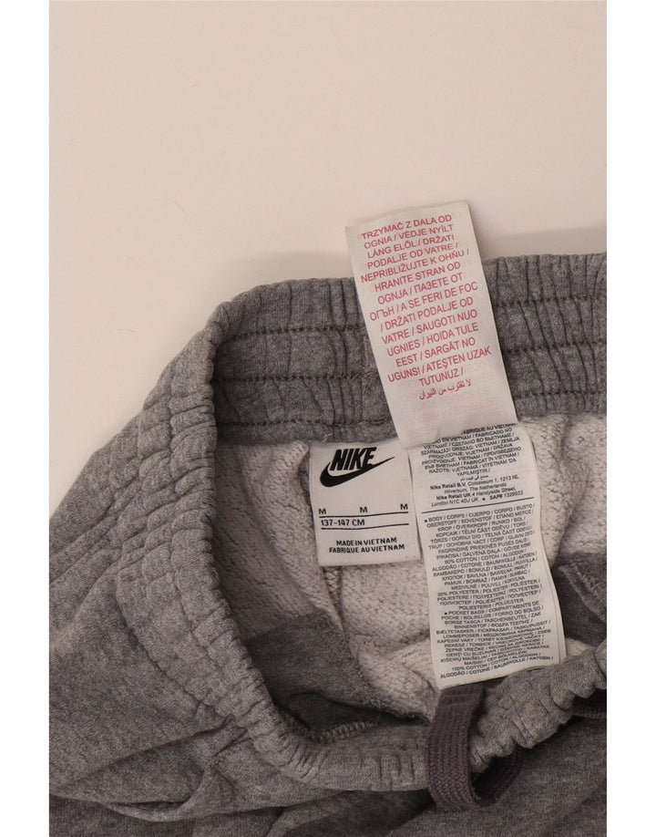 NIKE Boys Tracksuit Trousers Joggers 10-11 Years Medium Grey Cotton