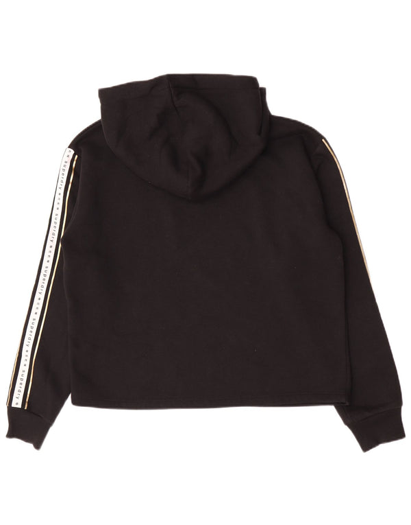 Superdry Womens Graphic Hoodie Jumper UK 14 Large Black Colourblock Cotton