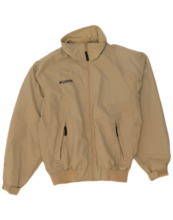Columbia Mens Rain Jacket UK 36 Small Beige Nylon