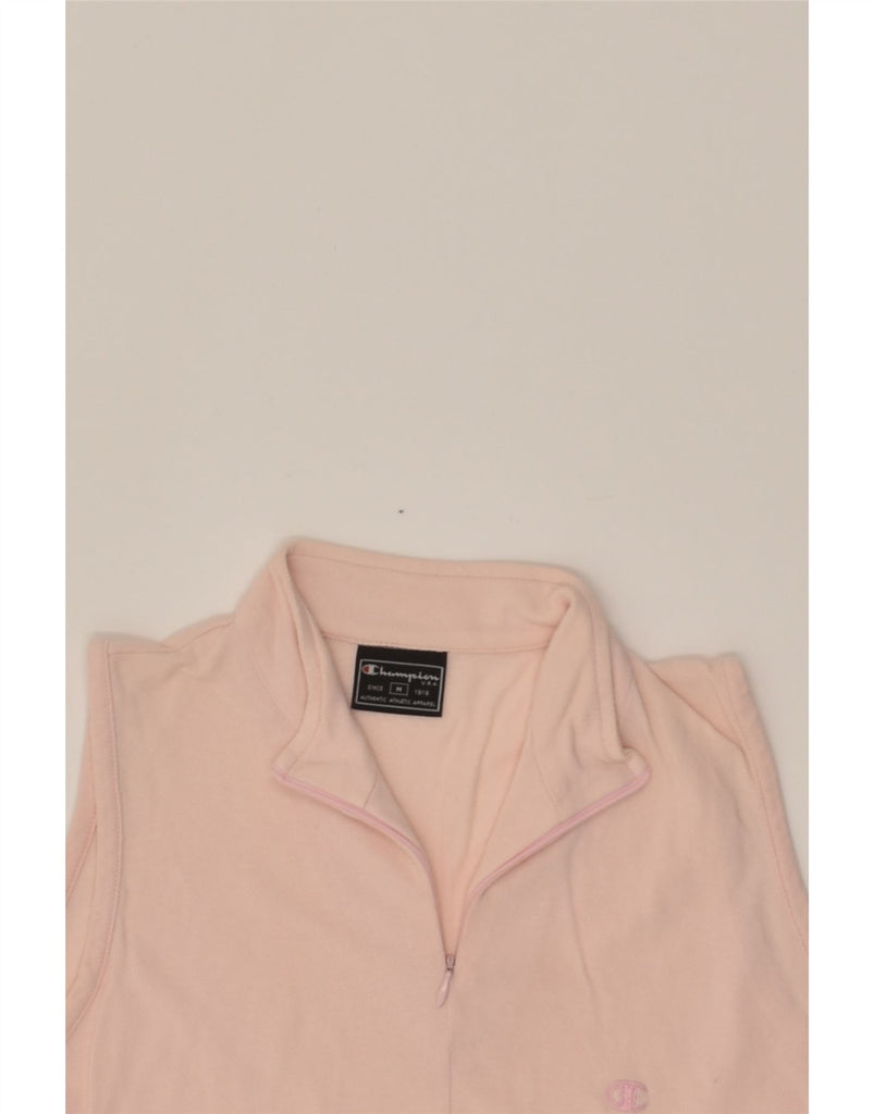 CHAMPION Womens Zip Neck Vest Top UK 12 Medium Pink | Vintage Champion | Thrift | Second-Hand Champion | Used Clothing | Messina Hembry 