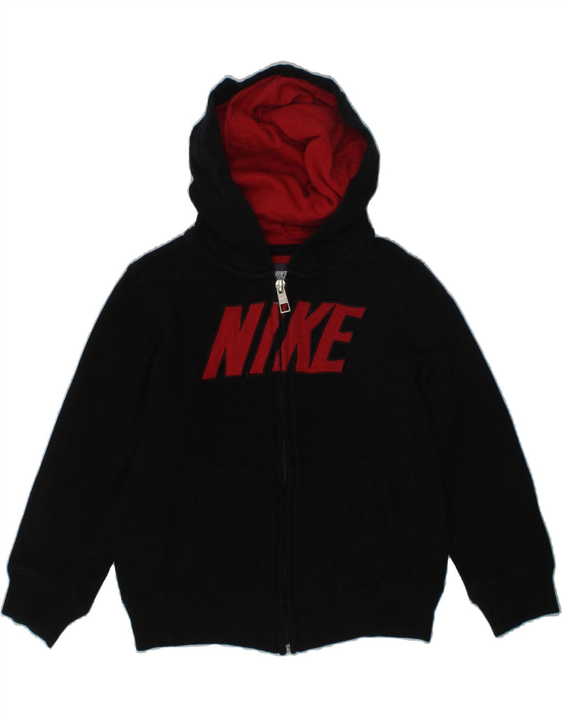 NIKE Boys Graphic Zip Hoodie Sweater 3-4 Years Black Cotton | Vintage Nike | Thrift | Second-Hand Nike | Used Clothing | Messina Hembry 