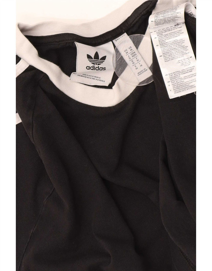 Adidas Mens Top Long Sleeve Medium Black Colourblock Cotton
