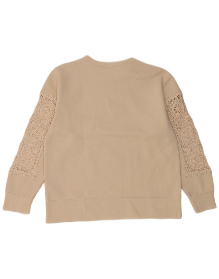 Zara Womens Oversized Sweatshirt Jumper UK 10 Small Beige Polyester