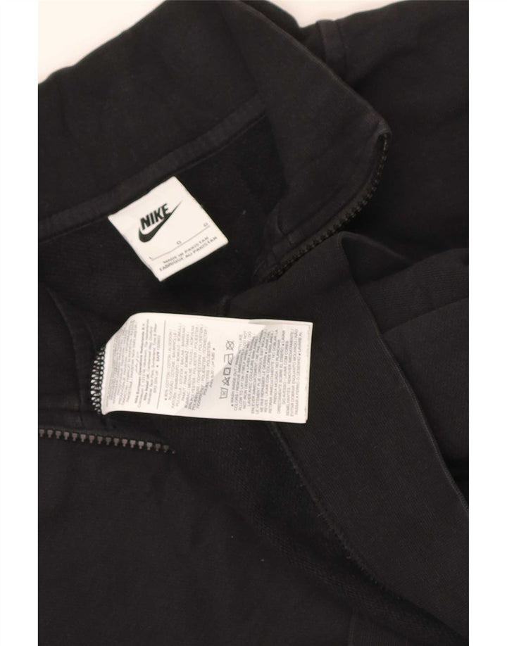 Nike Womens Crop Oversized Zip Neck Sweatshirt Jumper UK 16 Large Black