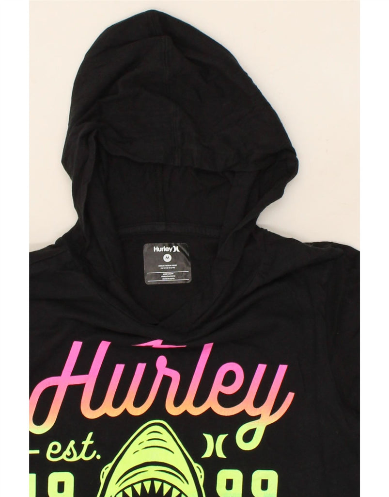 HURLEY Girls Hooded Graphic T-Shirt Top 10-11 Years Medium Black Vintage Hurley and Second-Hand Hurley from Messina Hembry 