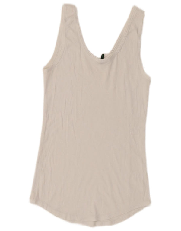 Benetton Womens Graphic Vest Top UK 6 XS White
