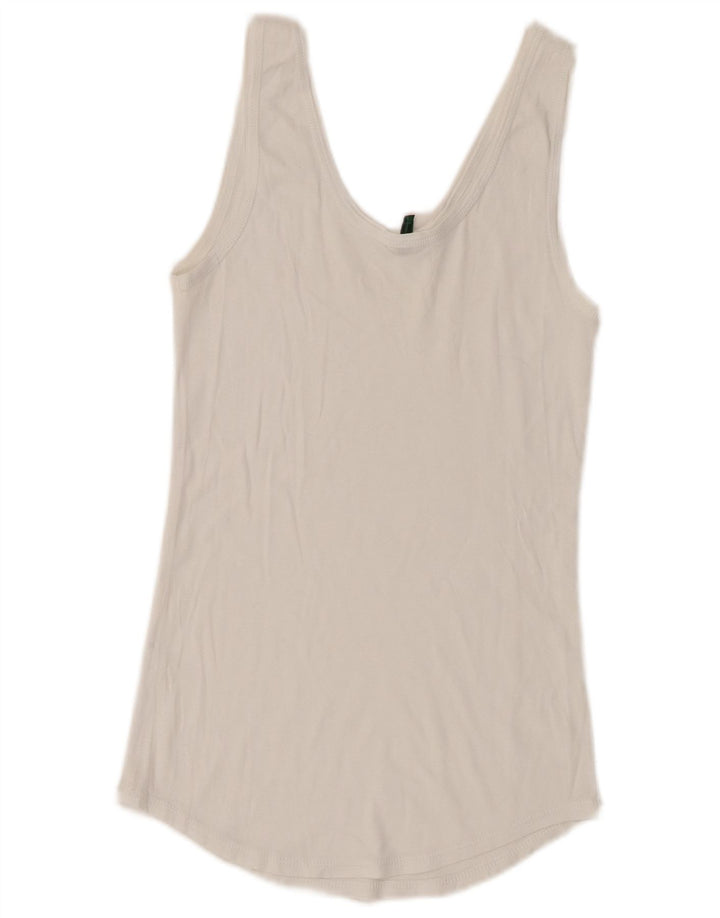 Benetton Womens Graphic Vest Top UK 6 XS White