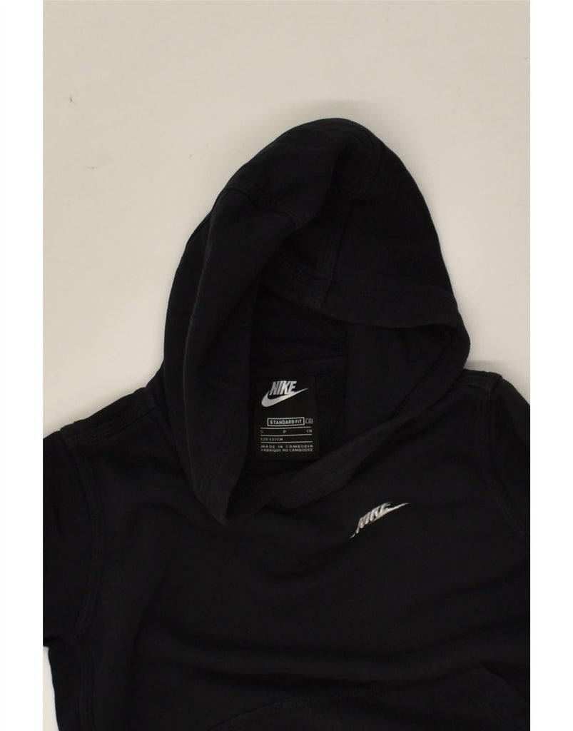 NIKE Boys Standard Fit Hoodie Jumper 8-9 Years Small  Black Cotton | Vintage Nike | Thrift | Second-Hand Nike | Used Clothing | Messina Hembry 