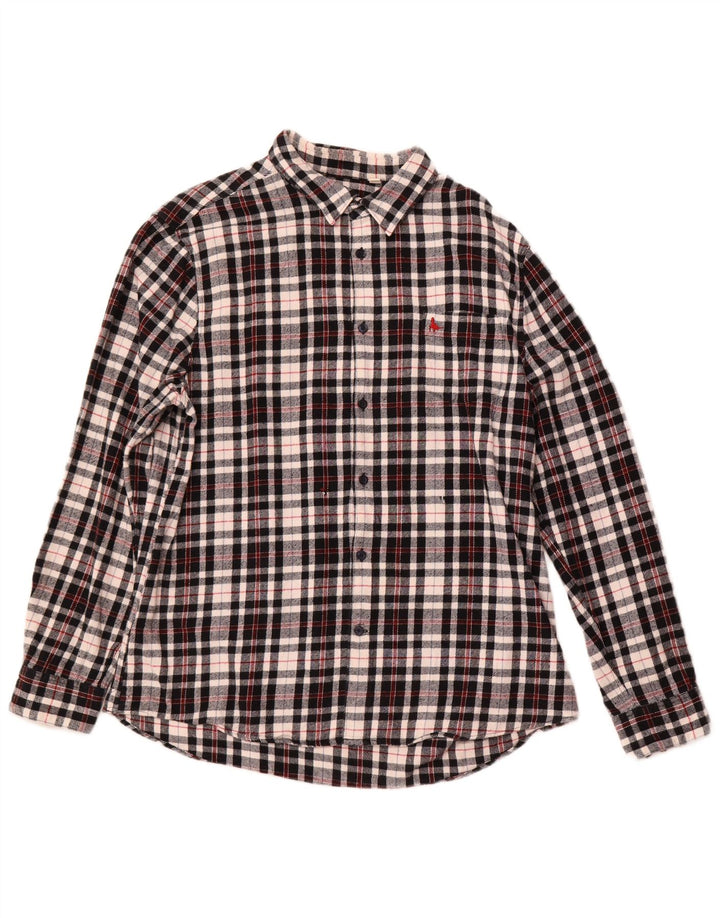 Jack Wills Mens Checked  Classic Fit Flannel Shirt XL Black Check Cotton