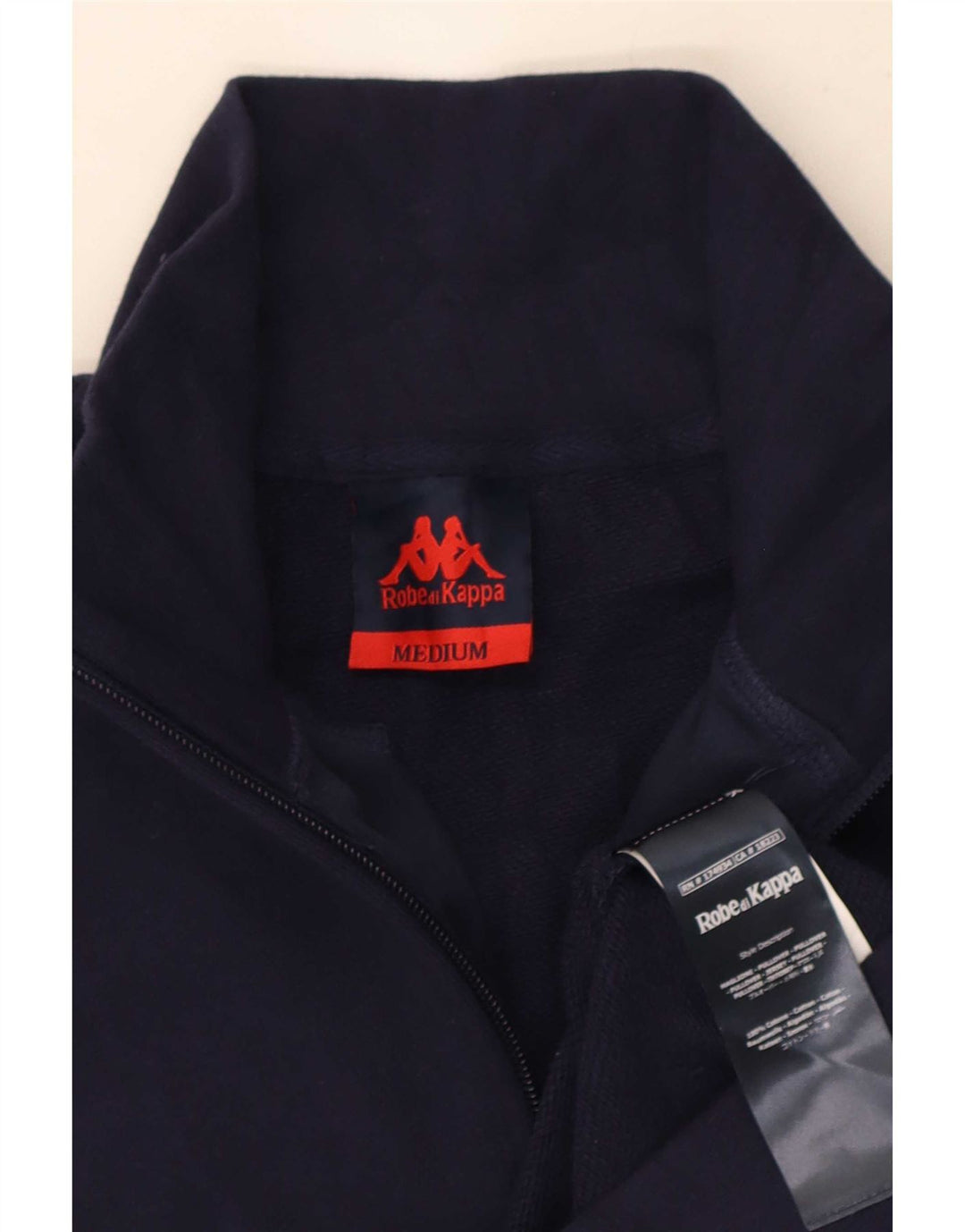 Kappa Mens Graphic Zip Neck Sweatshirt Jumper Medium Navy Blue Cotton