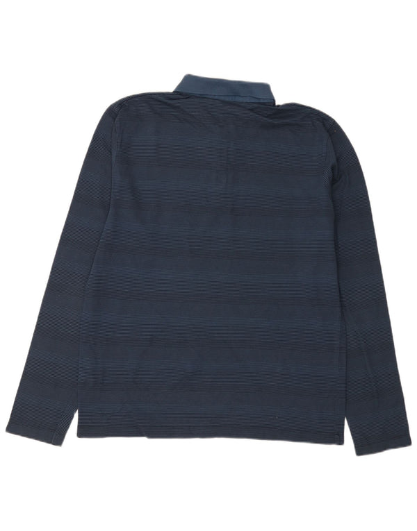 Hugo Boss Mens Regular Fit Long Sleeve Polo Shirt Large Navy Blue Pinstripe