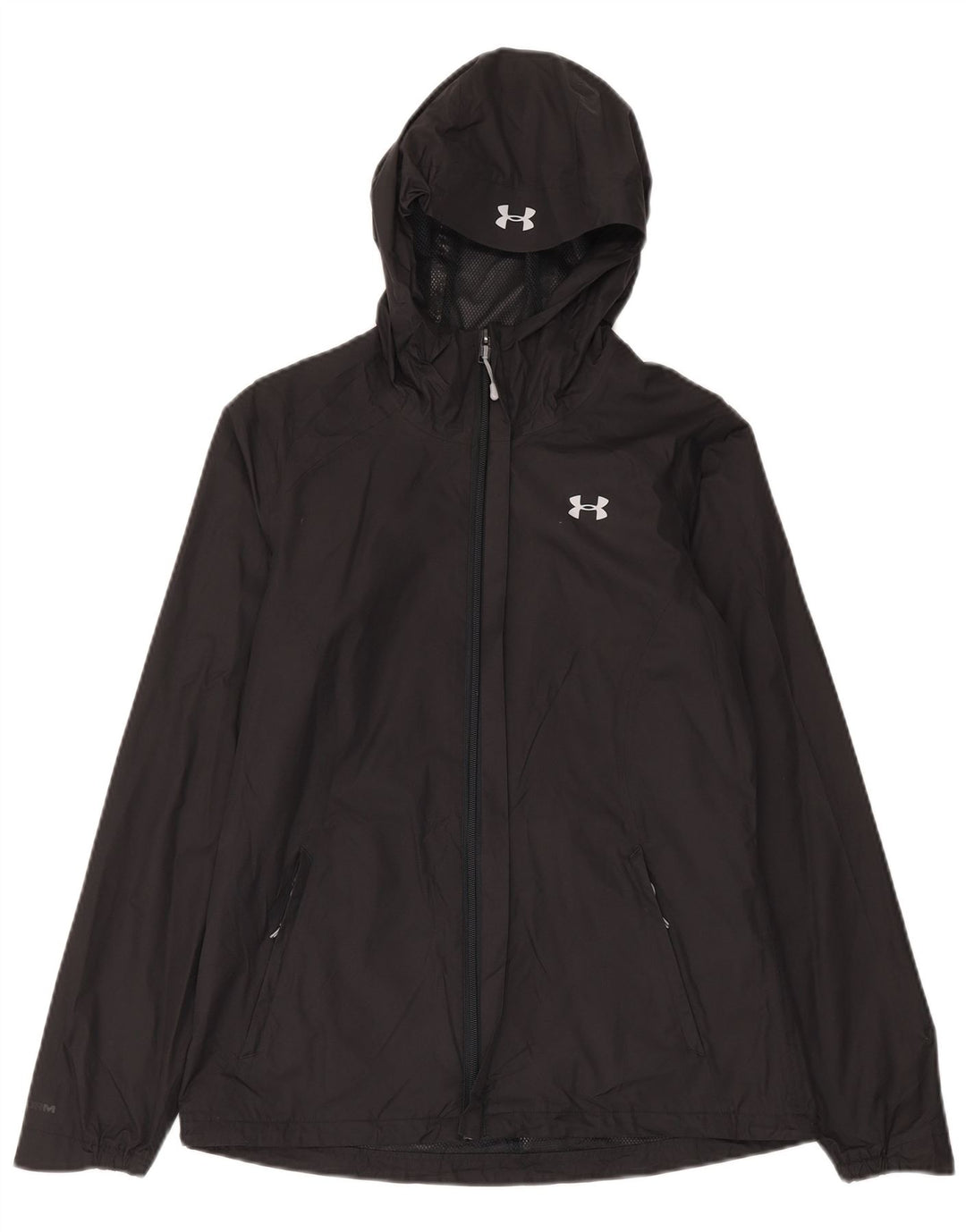 Under Armour Mens Hooded Rain Jacket UK 36 Small Black Polyester