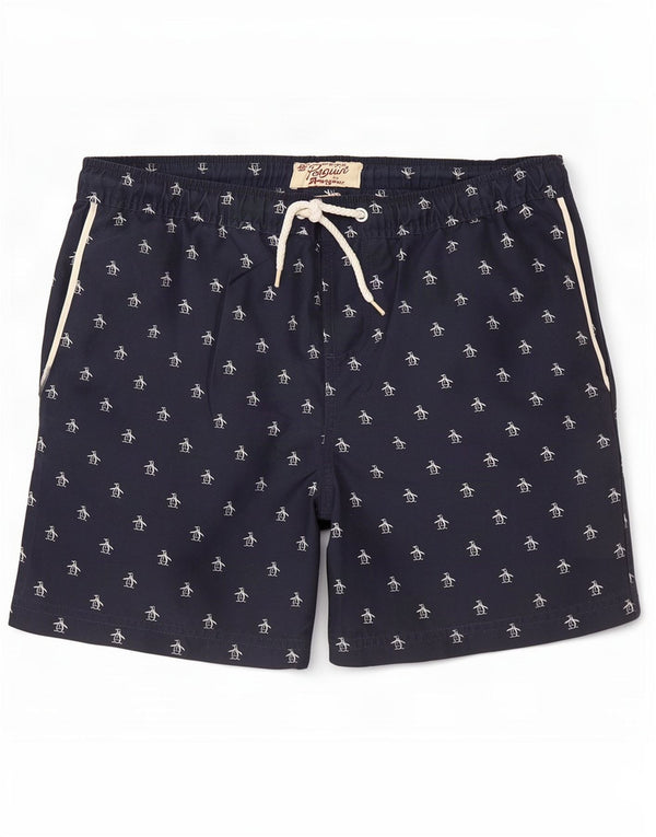 Penguin Mens Graphic Swimming Shorts Medium Navy Blue